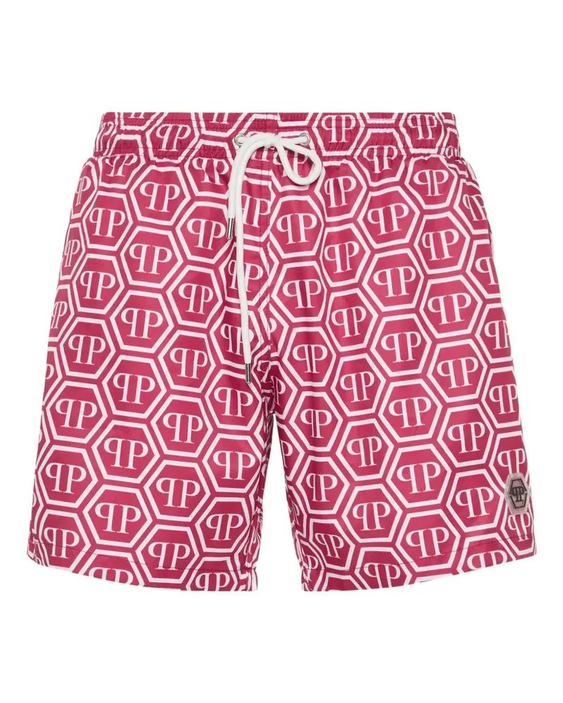 Philipp Plein Badeshorts mit Monogramm - Rot Rot