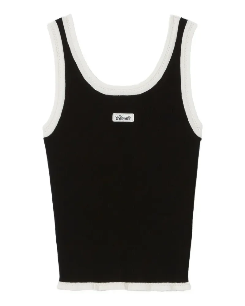 Claudie Pierlot ribbed contrast-trim tank top - Schwarz Schwarz