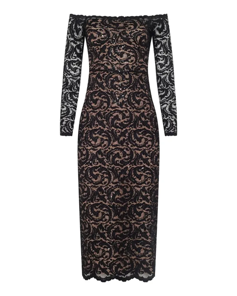 L'Agence Lindsay Spitzenkleid mit Pailletten - Schwarz Schwarz