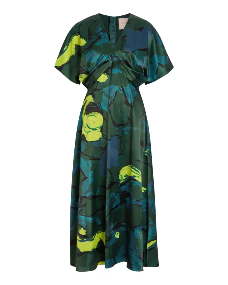 Roksanda Ilincic Sadee abstract-print gathered-waist midi dress - Grün Grün