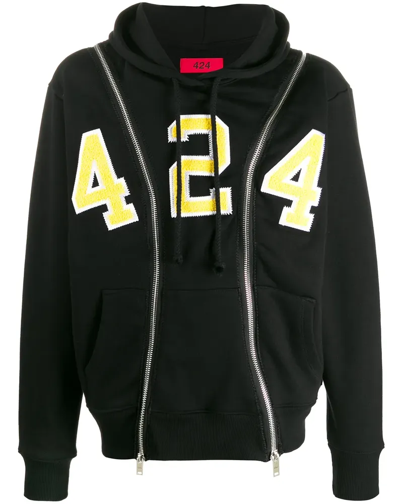 FourTwoFour on Fairfax Kapuzenpullover mit Reißverschlüssen - Schwarz Schwarz