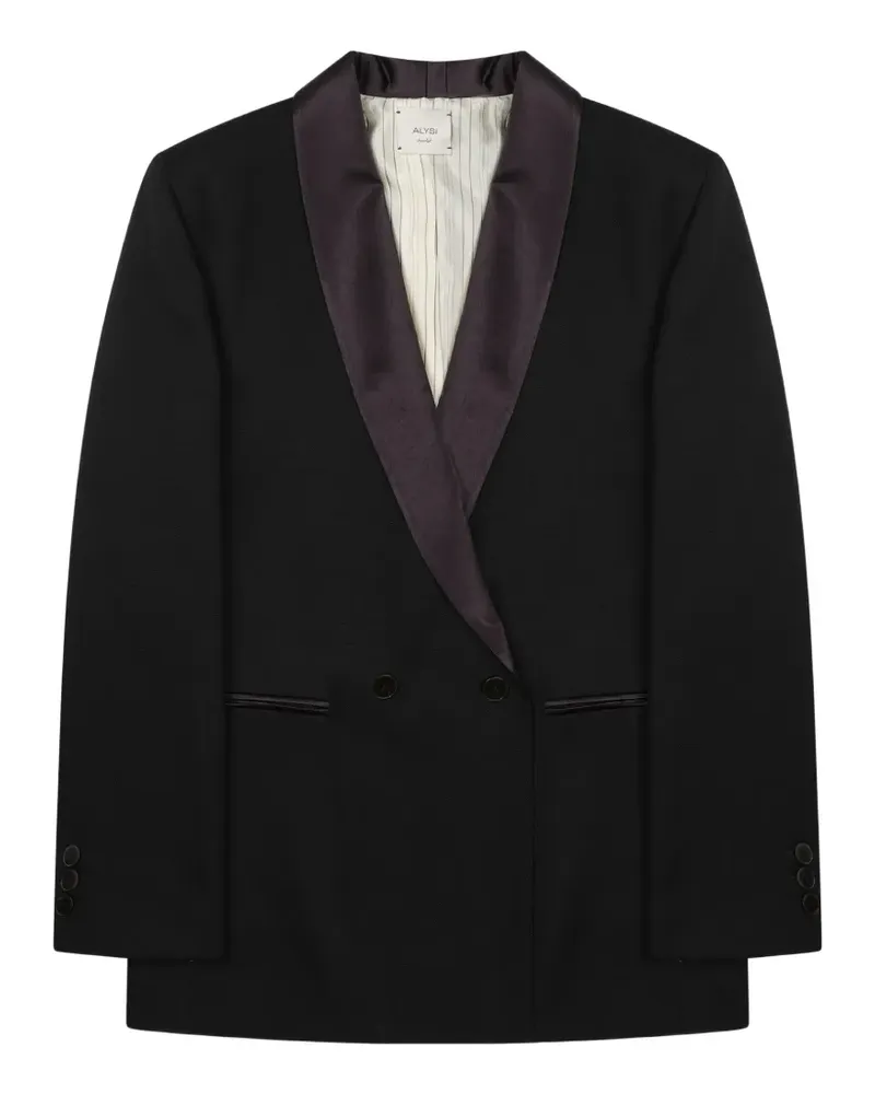 ALYSI Doppelreihige Jacke mit Satinrevers - Schwarz Schwarz
