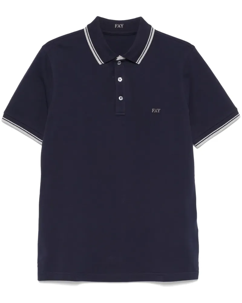 Fay Poloshirt aus Piqué - Blau Blau