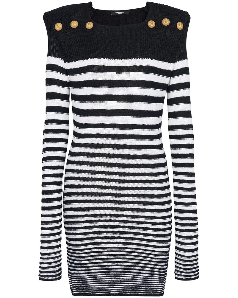 Balmain Minikleid mit Knopfdetail - Schwarz Schwarz