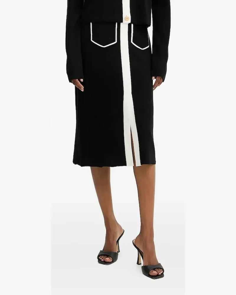 Karl Lagerfeld Paspelierter Midirock - Schwarz Schwarz