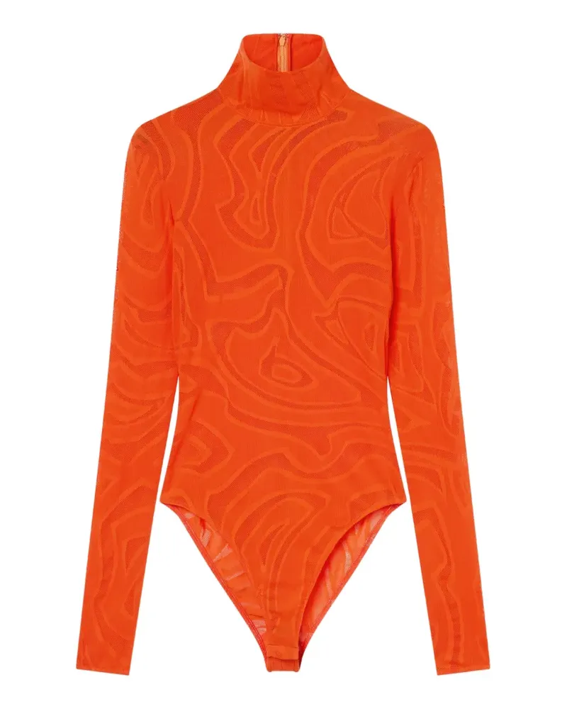 Emilio Pucci Tüll-Body mit Stehkragen - Orange Orange