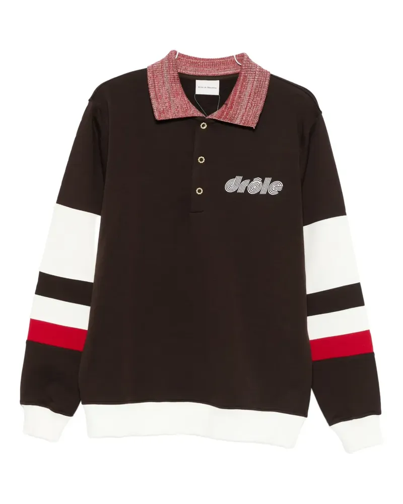 Drôle de Monsieur Poloshirt mit Streifendetail - Braun Braun