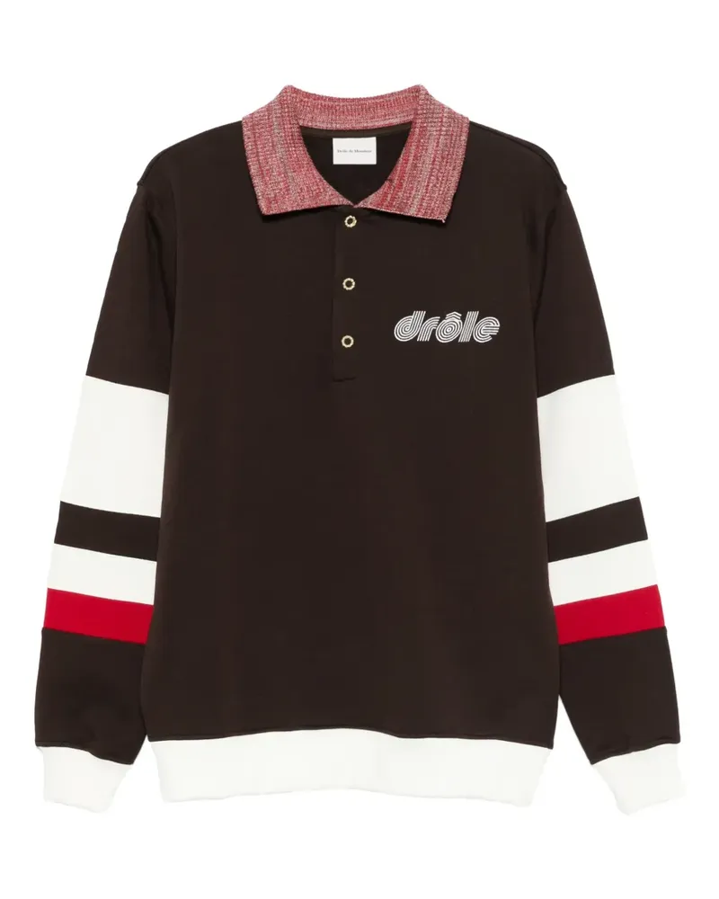 Drôle de Monsieur Poloshirt mit Streifendetail - Braun Braun