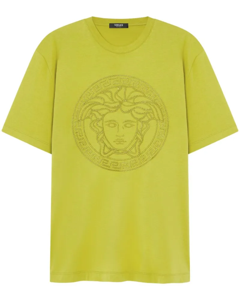 Versace T-Shirt mit Medusa-Stickerei - Gelb Gelb
