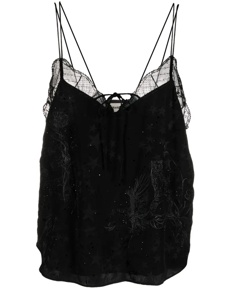 Zadig & Voltaire Capela Jac Stars Seidentop - Schwarz Schwarz