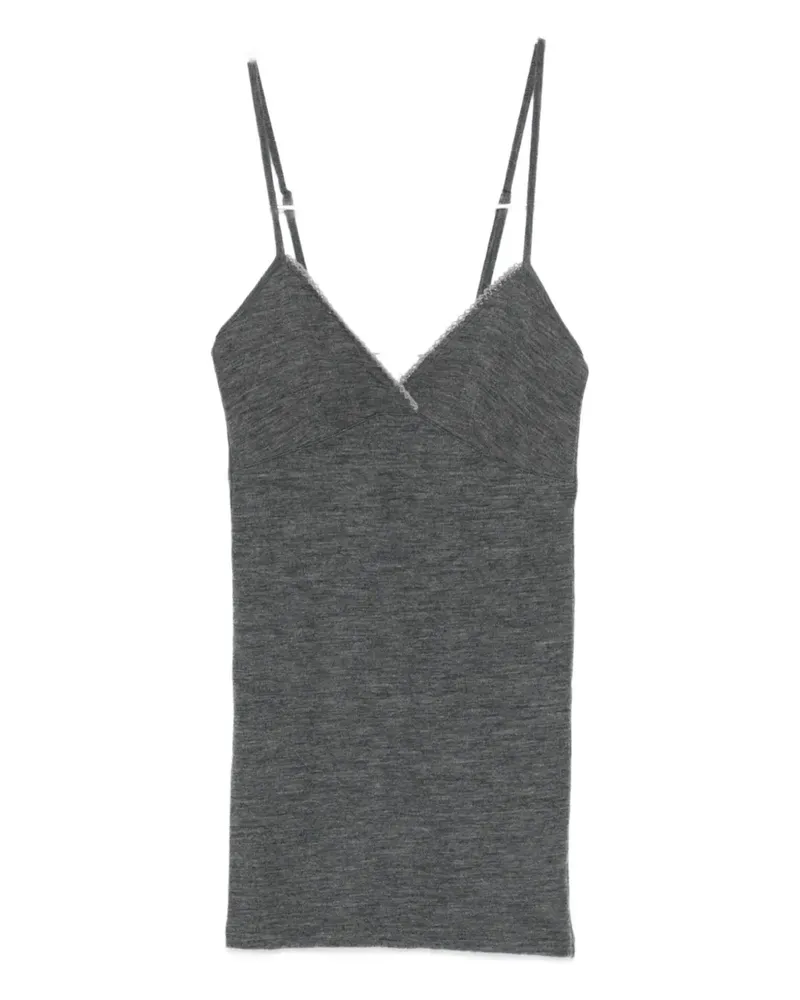 forte_forte lace-trim top - Grau Grau