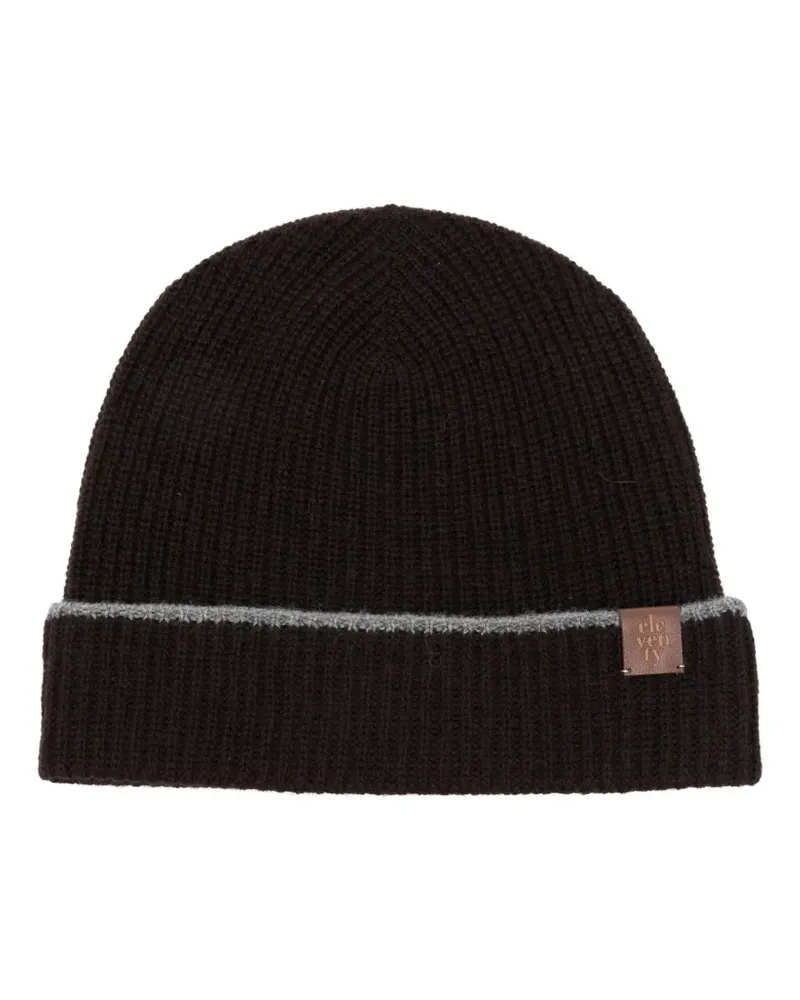 Eleventy Gerippte Beanie mit Logo-Patch - Violett Violett