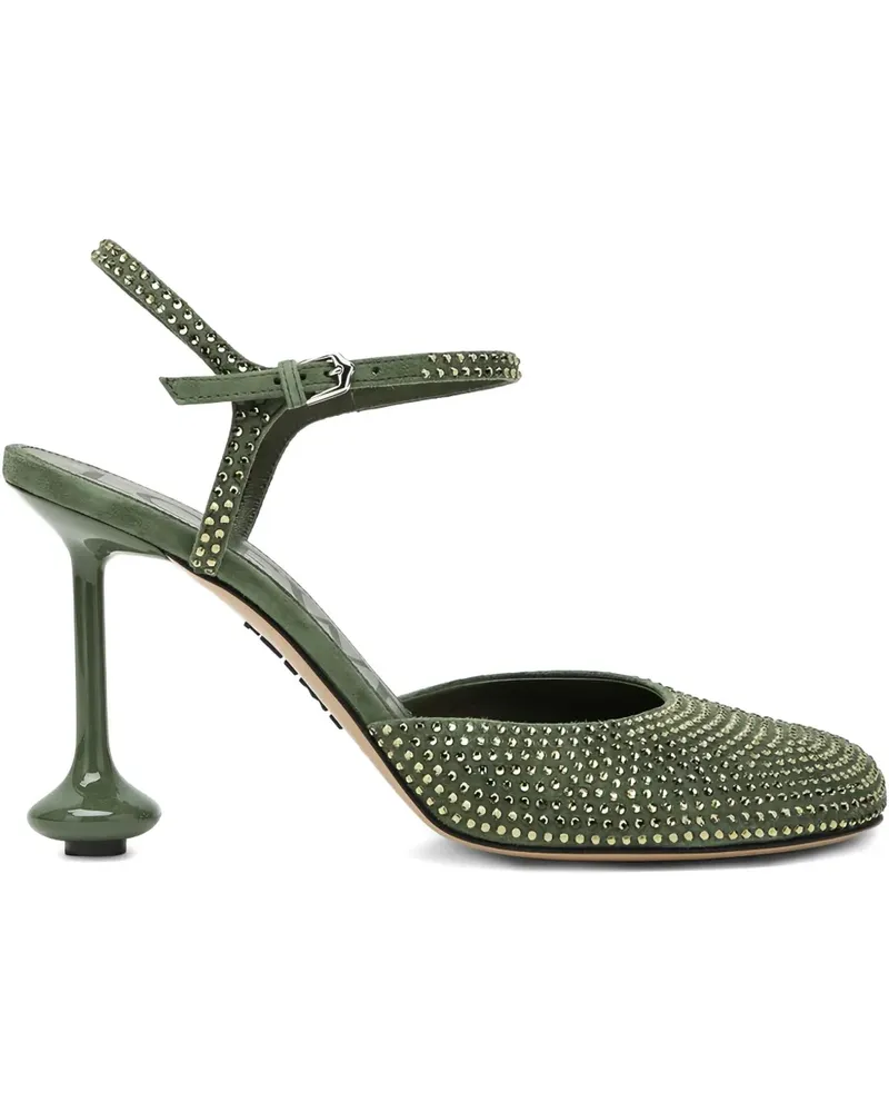 Loewe Toy Pumps mit Kristallen 90mm - Grün Grün