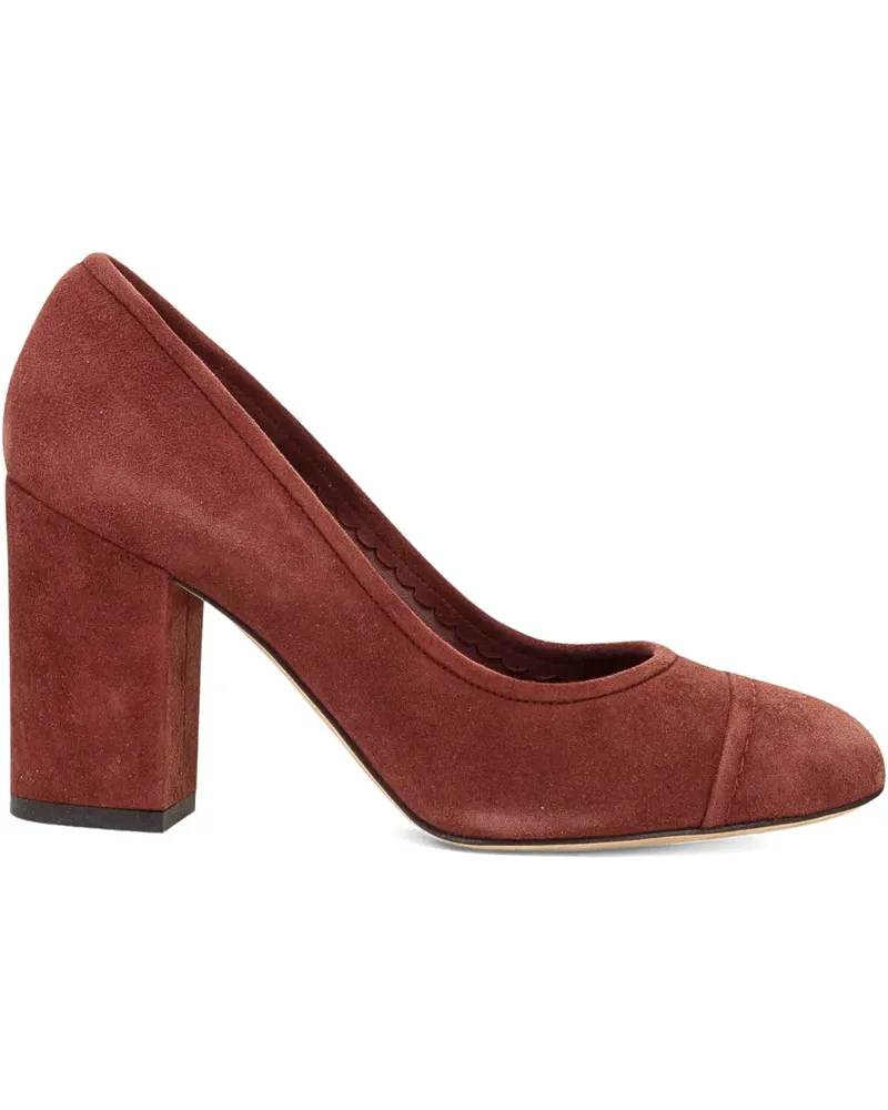 Loro Piana Wildlederpumps mit Blockabsatz - Rot Rot