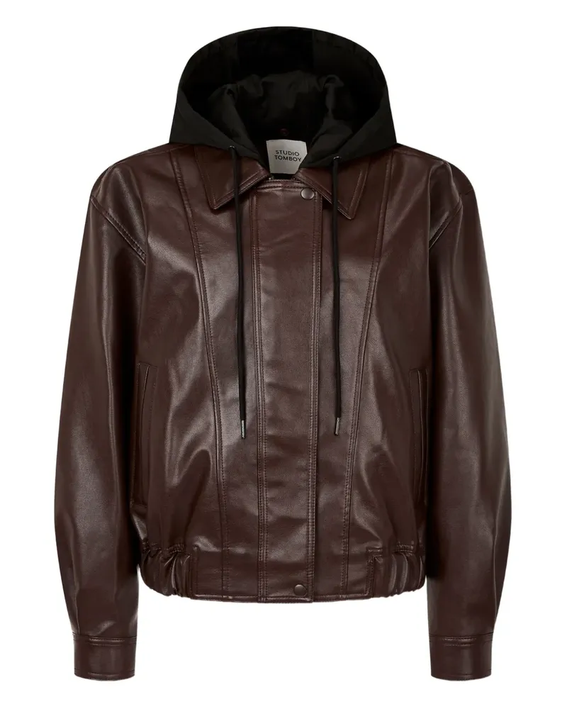STUDIO TOMBOY Kapuzenjacke aus Faux-Leder - Braun Braun