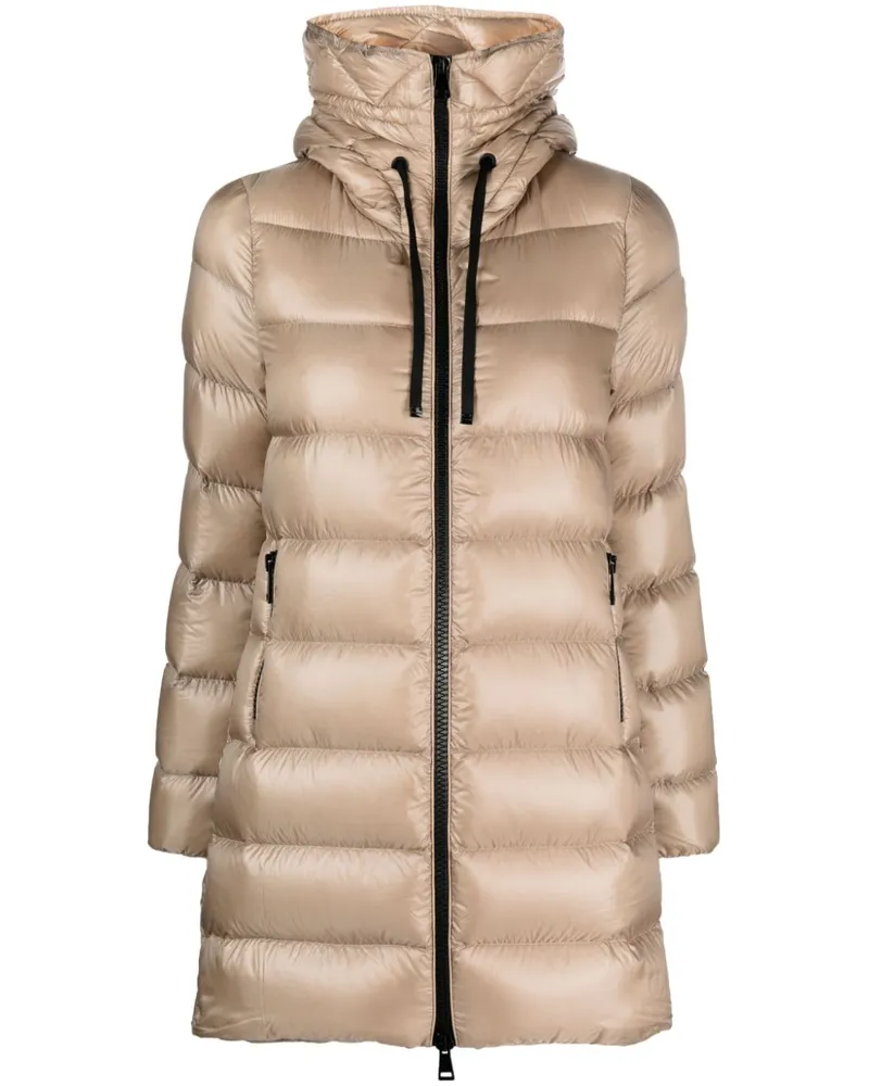 Moncler Suyen Steppmantel mit Kapuze Nude