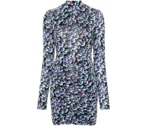 Minikleid mit Blumen-Print - Schwarz