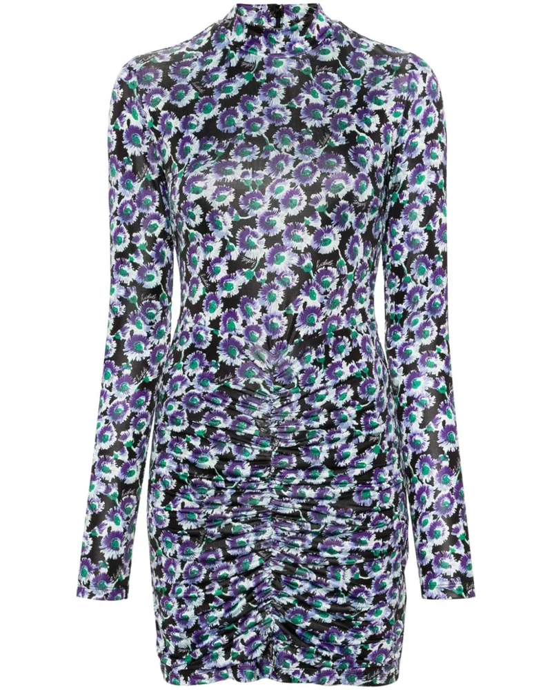 ROTATE Birger Christensen Minikleid mit Blumen-Print - Schwarz Schwarz