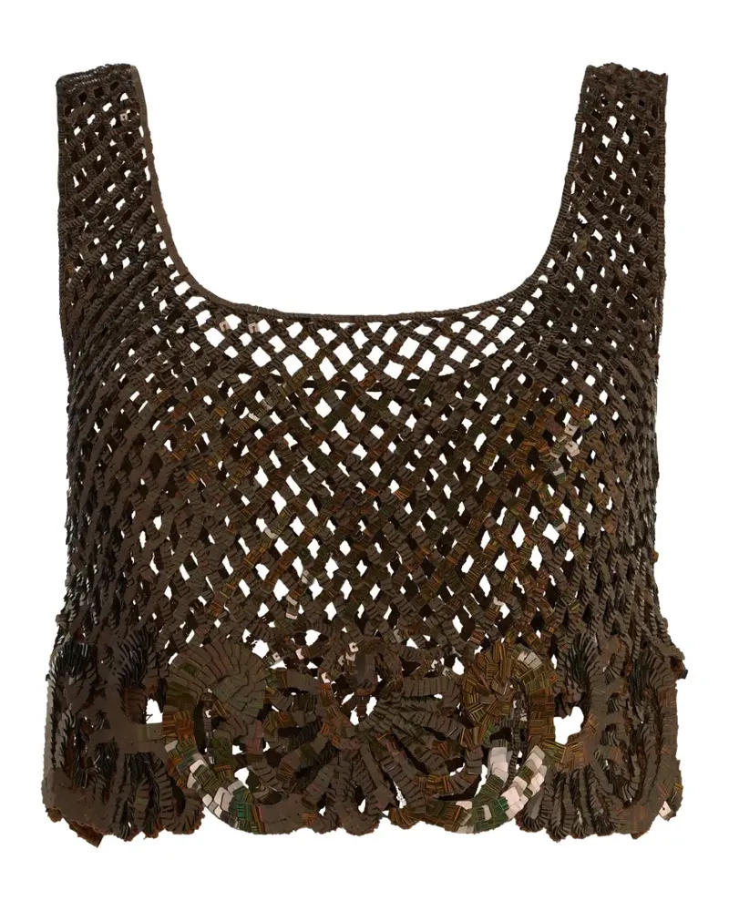 Alberta Ferretti Cropped-Top mit Pailletten - Braun Braun