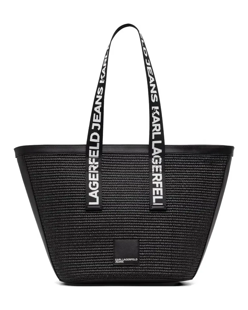 Karl Lagerfeld Gewebter Tote Bag mit Logo-Riemen - Schwarz Schwarz