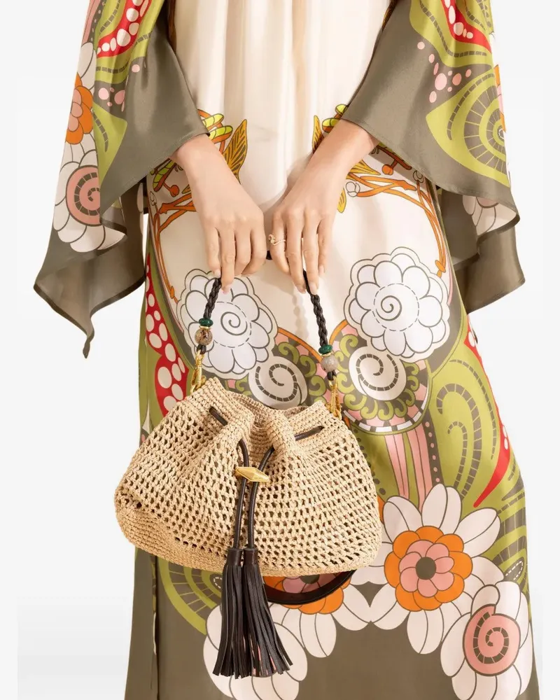 Jimmy Choo Bon Bon woven bucket bag - Nude Nude