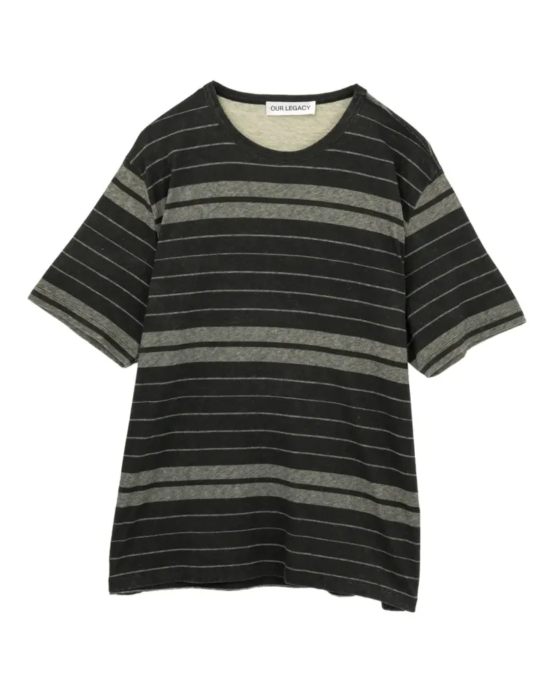Our Legacy Gestreiftes T-Shirt - Schwarz Schwarz