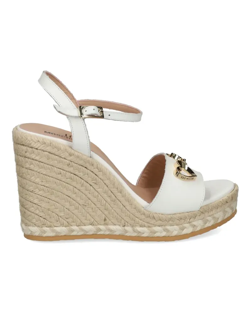 Moschino heart-plaque wedge sandals - Weiß Weiß