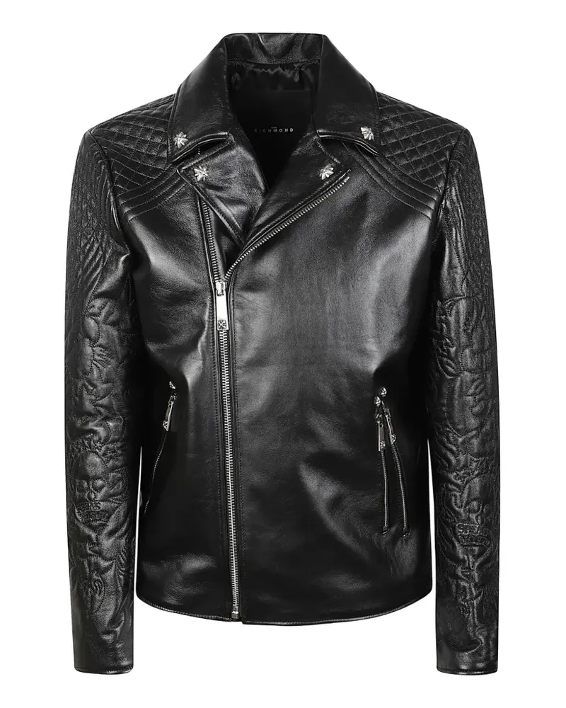 John Richmond quilted-detail leather jacket - Schwarz Schwarz