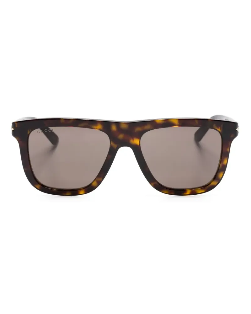 Gucci Sonnenbrille mit breitem Gestell - Braun Braun