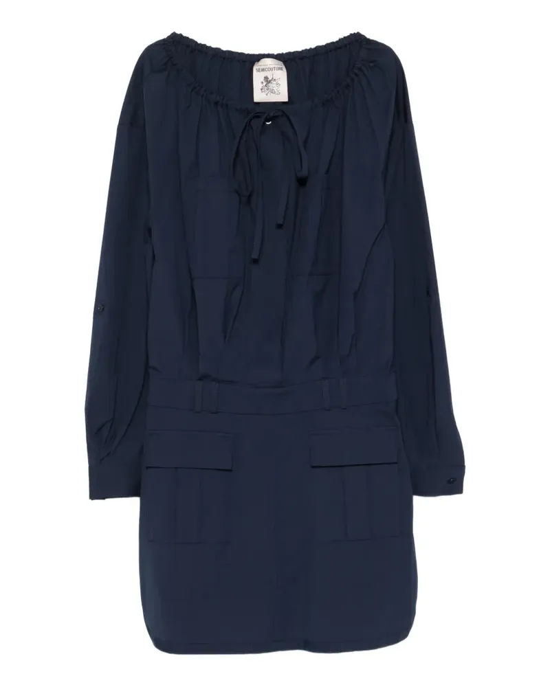 Semicouture Ricarda tie-neck mini dress - Blau Blau