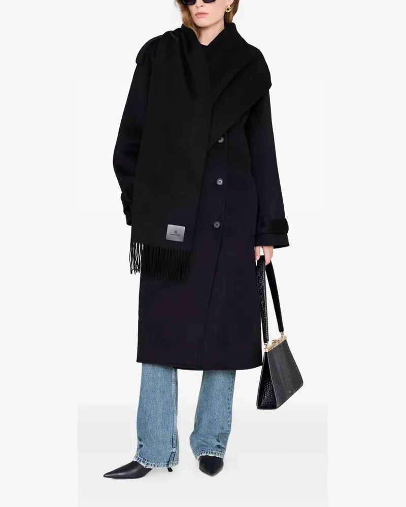 Anine Bing Augustina fringed wool scarf - Schwarz Schwarz