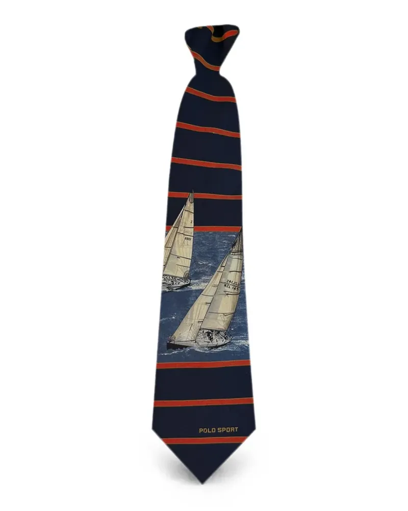 Ralph Lauren Gestreifte Seidenkrawatte mit Segelprint - Blau Blau