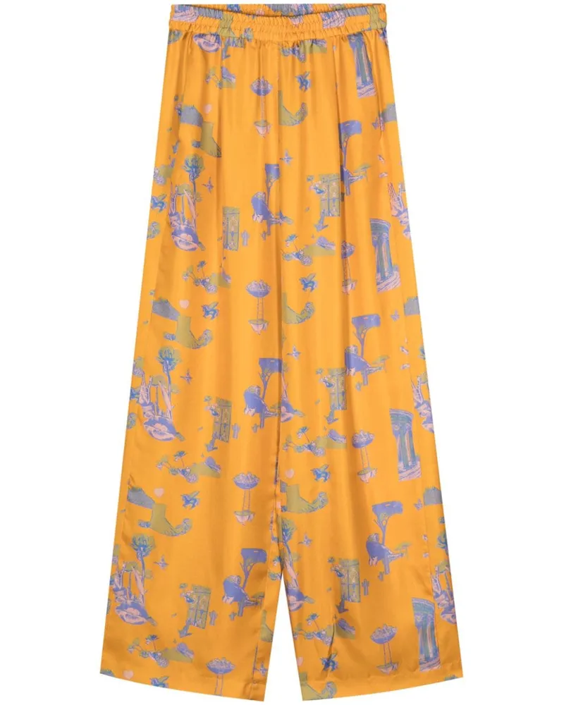 ODEEH Wide-Leg-Hose mit Print Orange