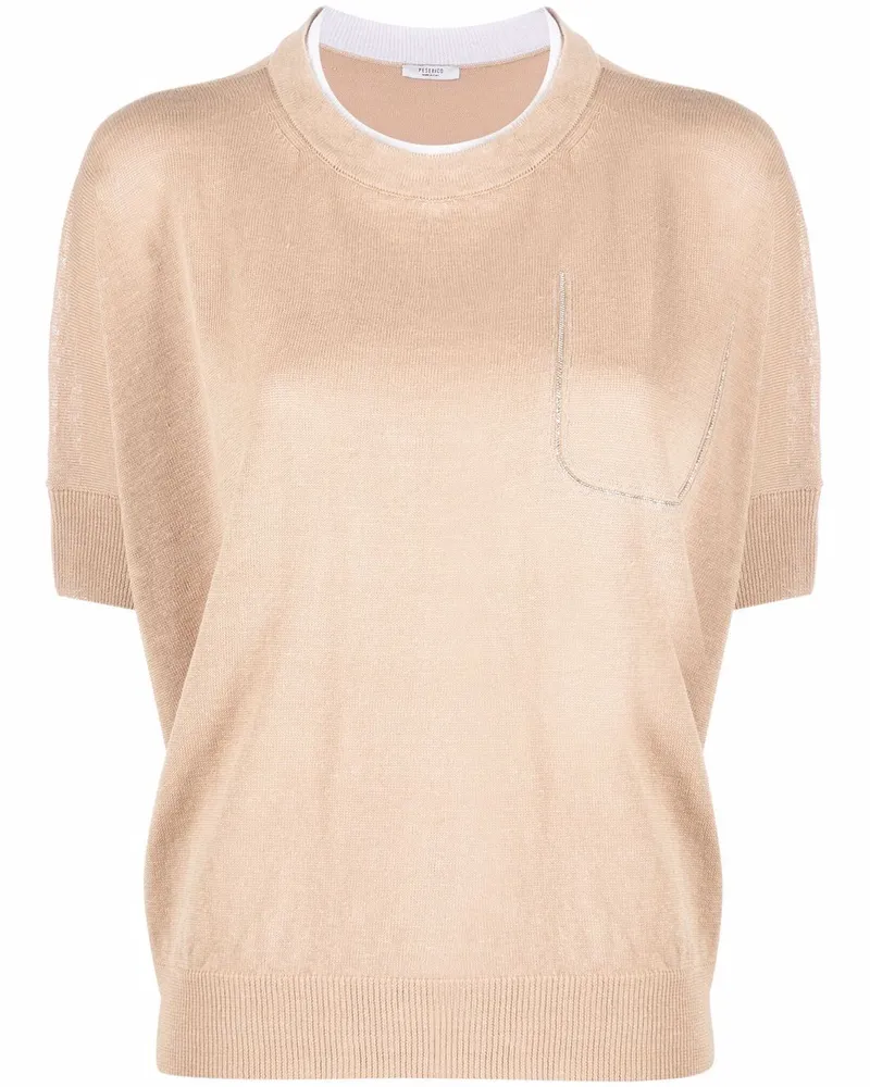 Peserico T-Shirt im Layering-Look Nude