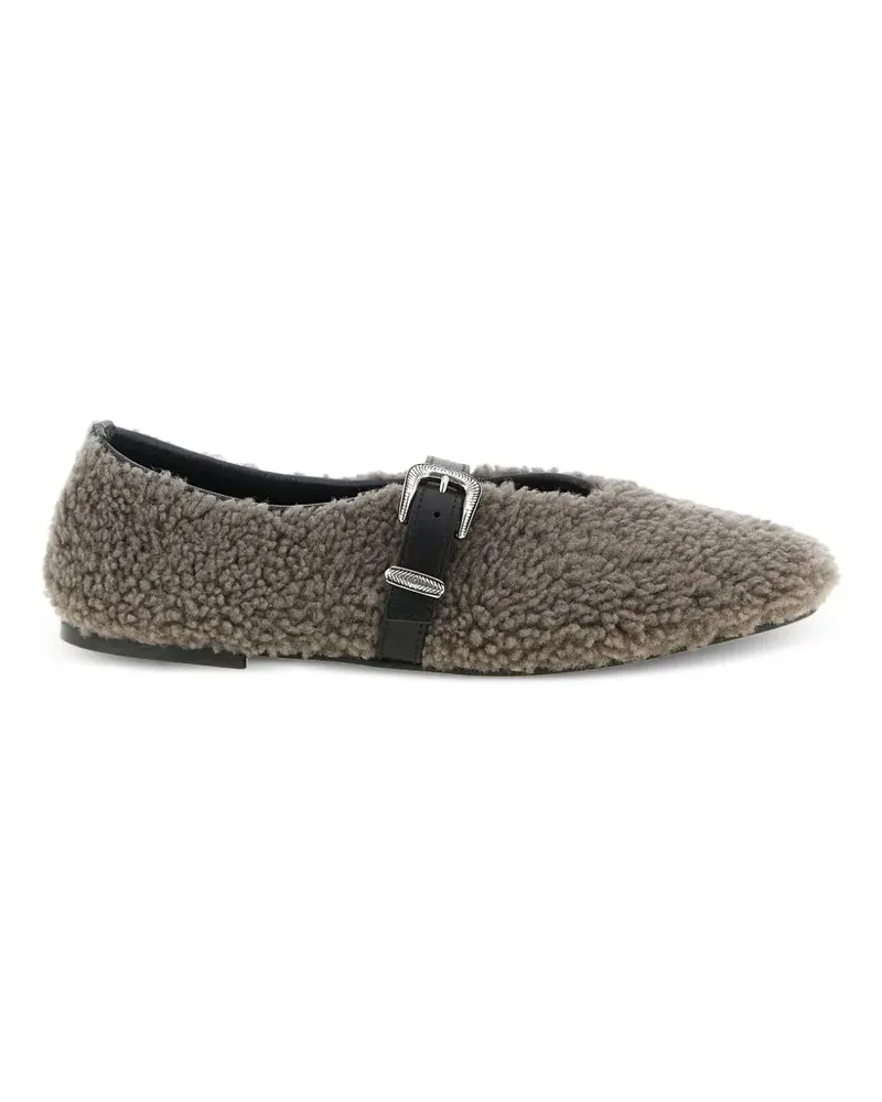 Kate Cate shearling buckle ballet flats - Grau Grau