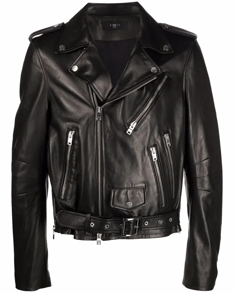 Amiri Bikerjacke aus Leder - Schwarz Schwarz
