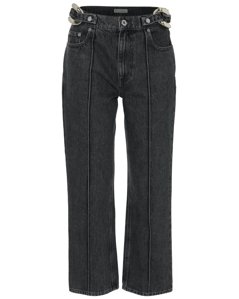 J.W.Anderson Gerade Cropped-Jeans mit Kettendetail - Schwarz Schwarz
