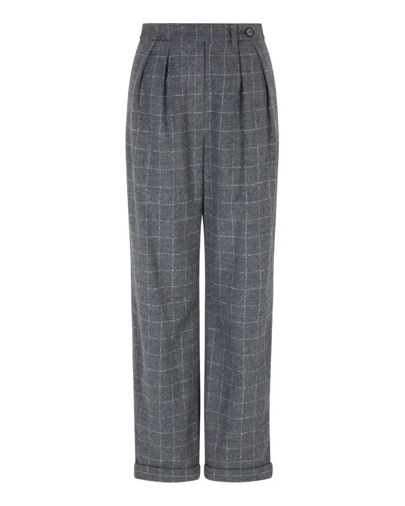 Emporio Armani check-motif flannel trousers - Grau Grau