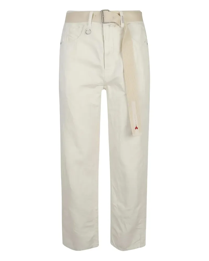 HIGH belted cotton-linen pants - Nude Nude