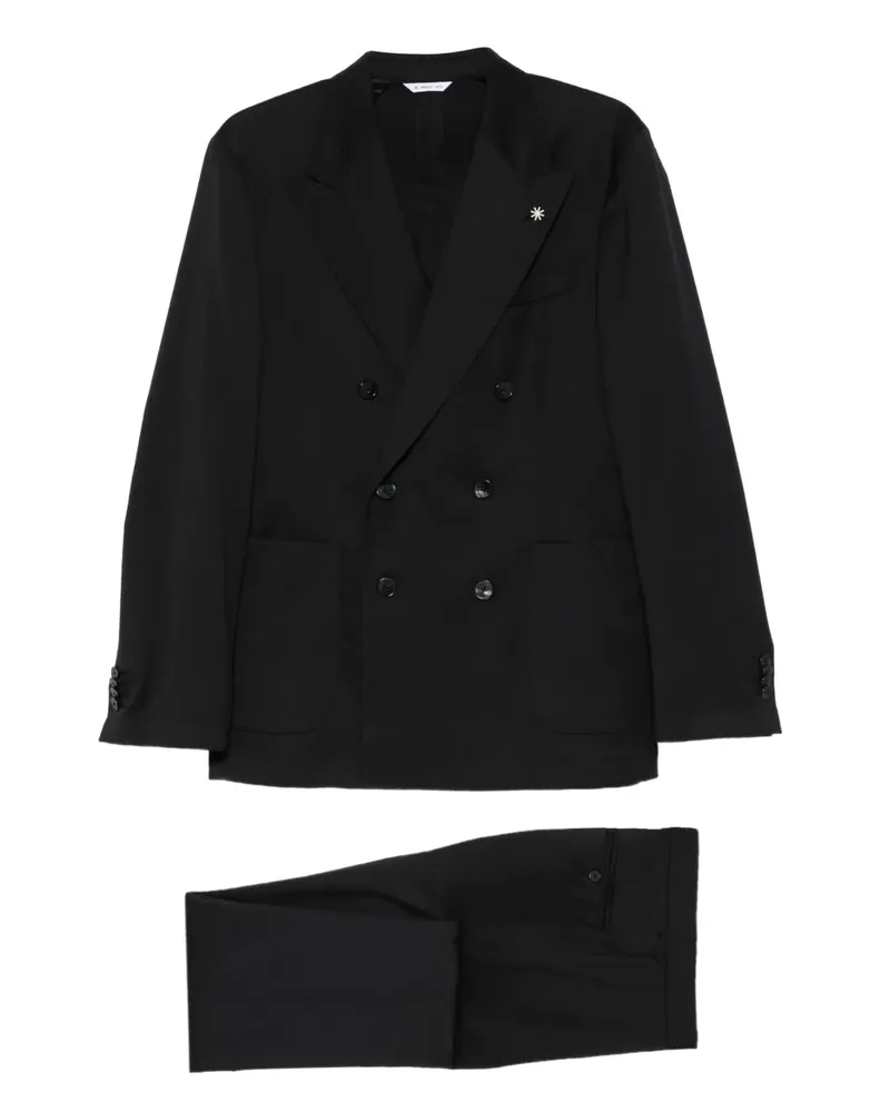 Manuel Ritz Doppelreihiger Anzug - Schwarz Schwarz