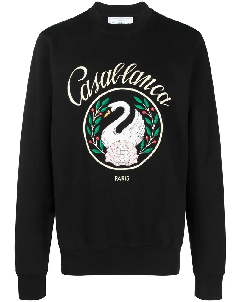 Casablanca Paris Sweatshirt mit "Emblem de Cygne"-Stickerei - Schwarz Schwarz