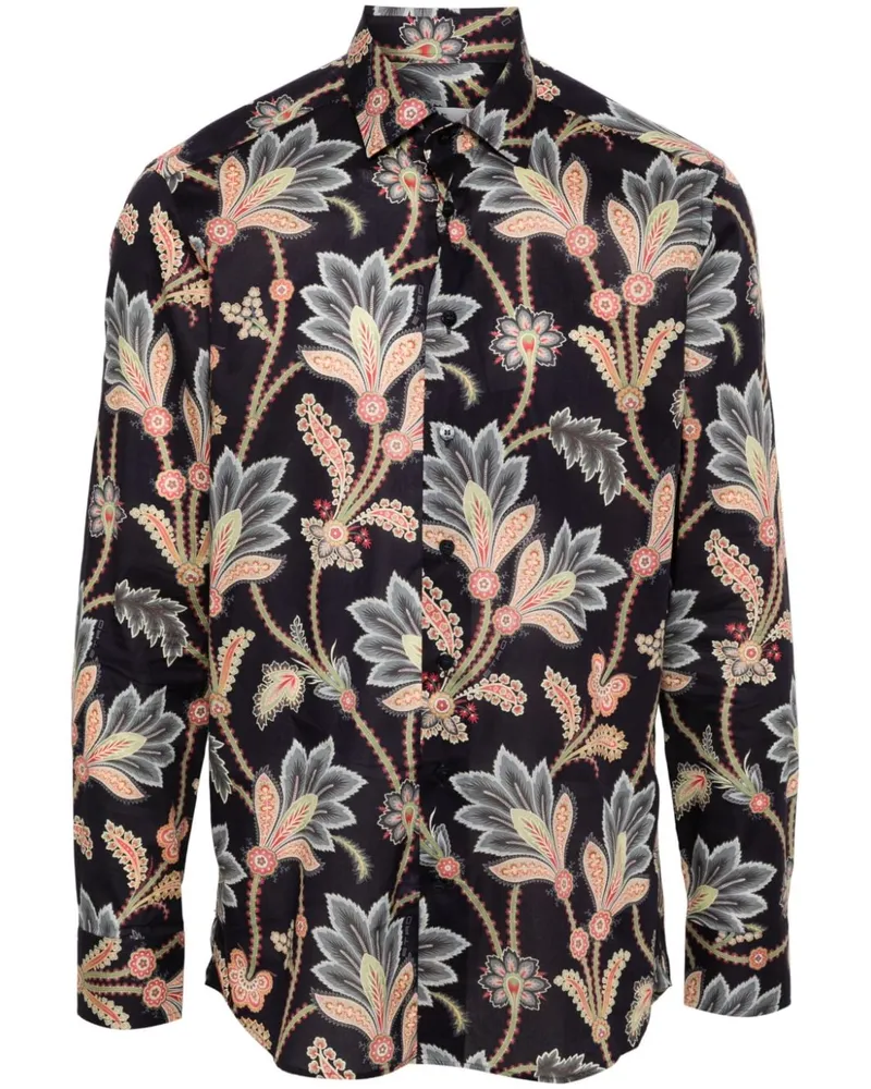 Etro Hemd mit Blumen-Print - Blau Blau