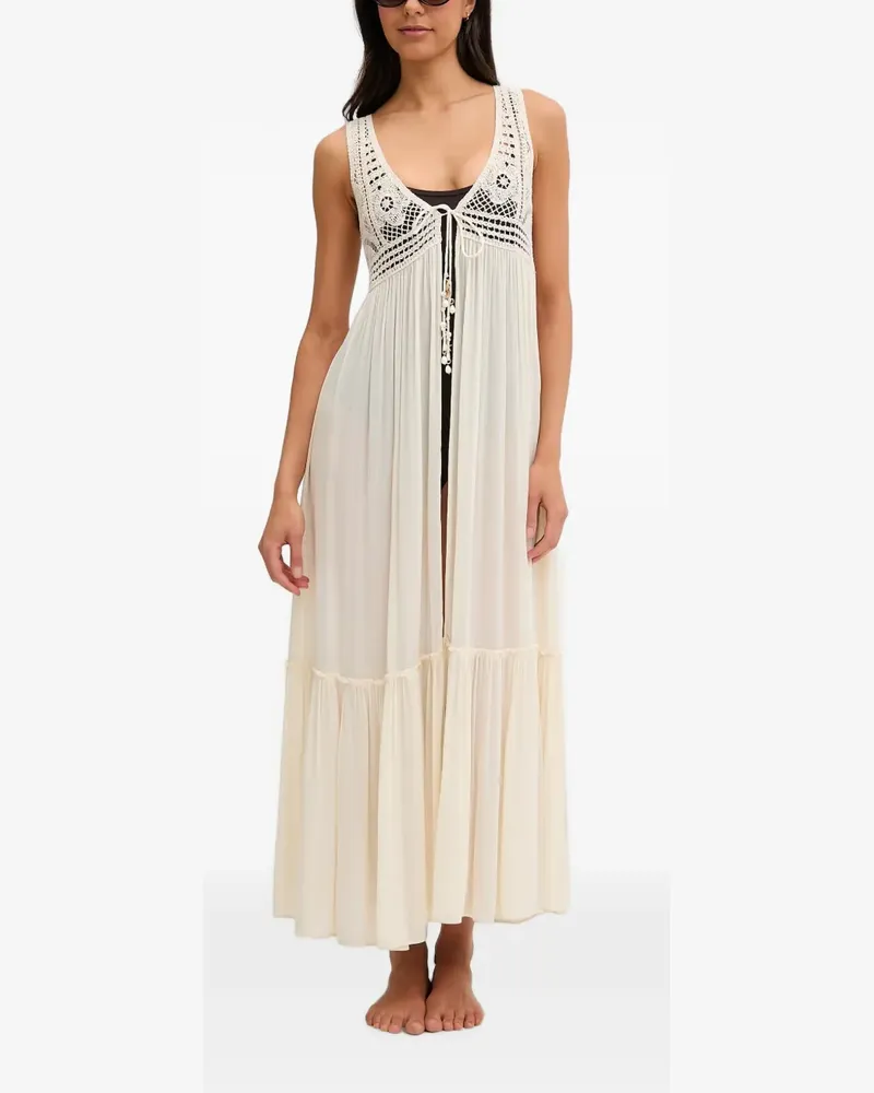 Twin-Set crochet-knit midi beach dress - Nude Nude