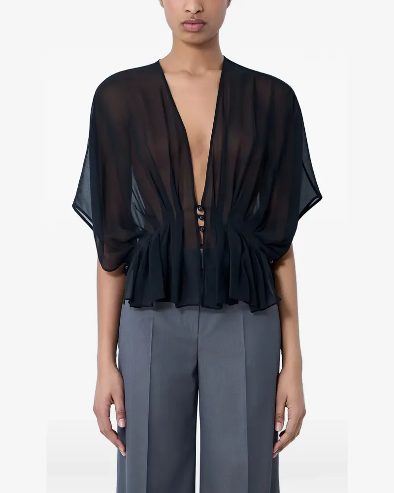 Max Mara pleated V-neck blouse - Schwarz Schwarz