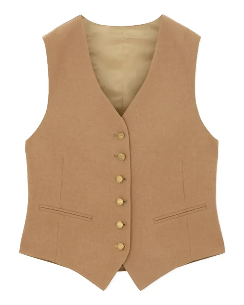 Fortela button welt-pocket vest - Braun Braun
