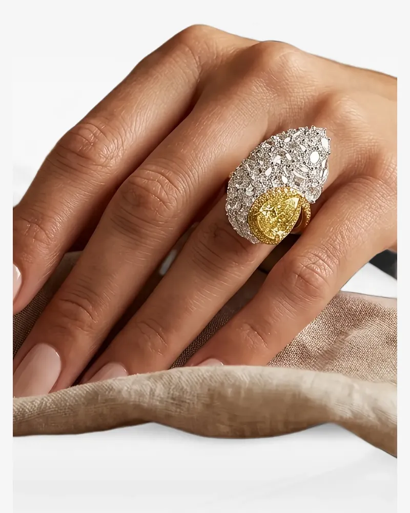HYT Jewelry Ring mit gelben Diamanten und Diamanten im Rosenschliff - Gold Gold