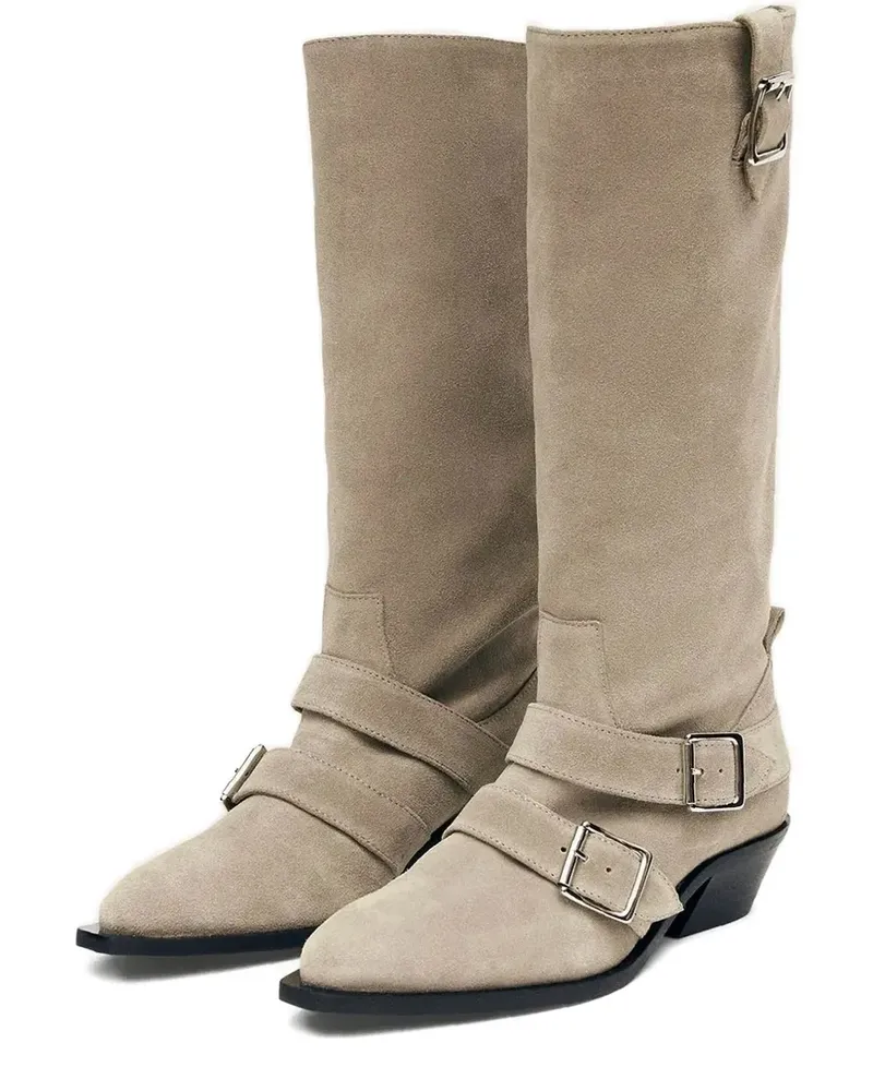 Alohas Ryder Wildlederstiefel mit Schnallendetail 45mm - Nude Nude