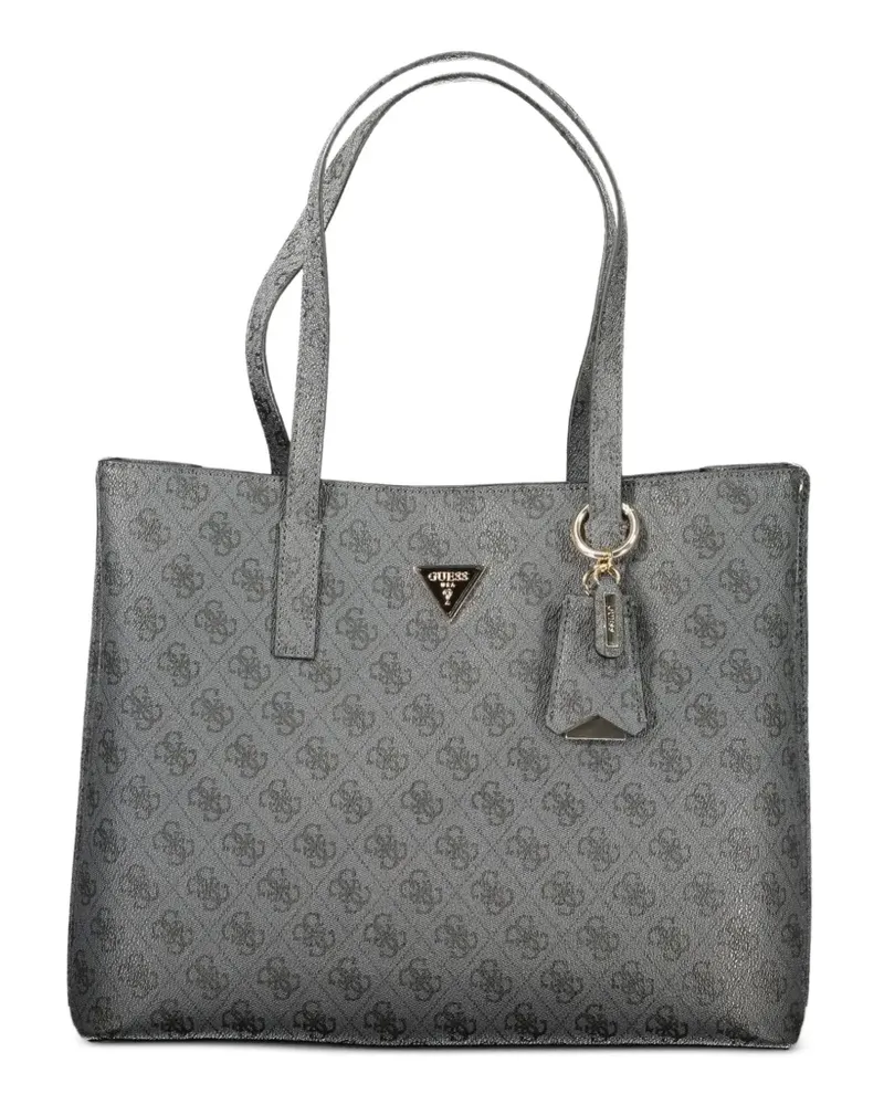 Guess Gemusterte Handtasche mit Logo-Schild - Grau Grau