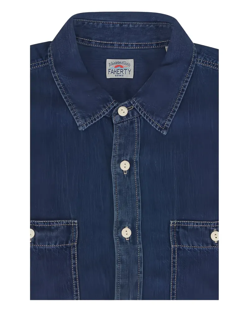 Faherty Tried & True button collared shirt - Blau Blau