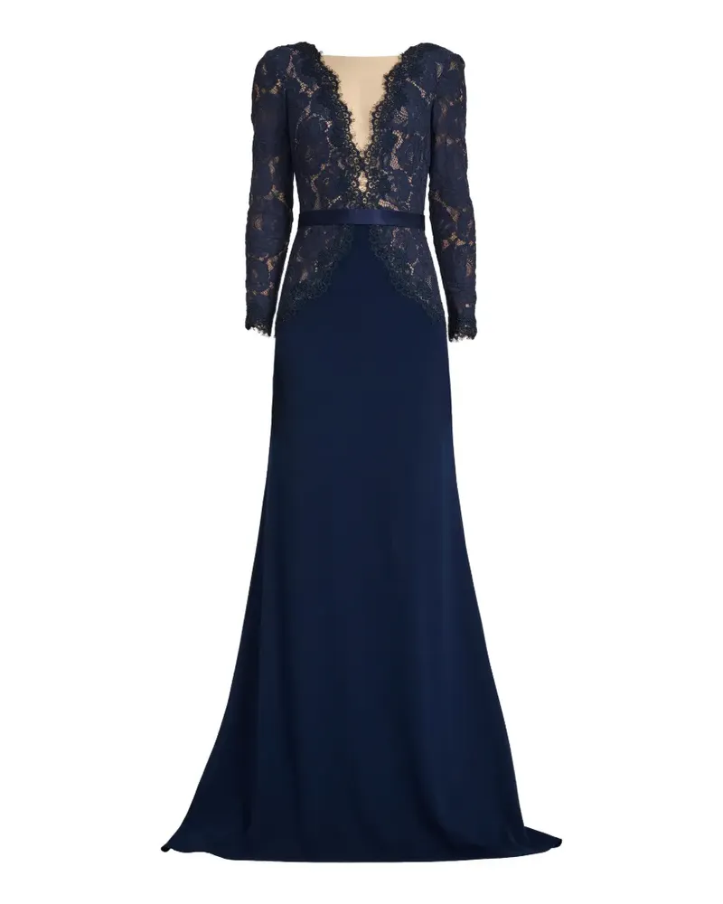 Tadashi Shoji Corwin lace-panelled belted maxi dress - Blau Blau
